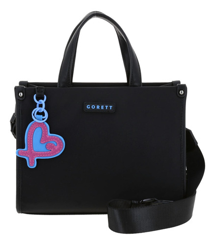 Bolso Chico Satchel Barbie Gorett Tay Color Negro Para Dama Acabado De Los Herrajes Níquel Diseño De La Tela Liso