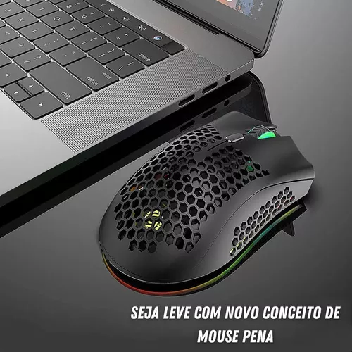 Mouse Gamer Colmeia Usb Ultraleve Led Rgb Macro 7200 Dpi