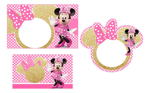 Kit Imprimible Cumpleaños Minnie Gold