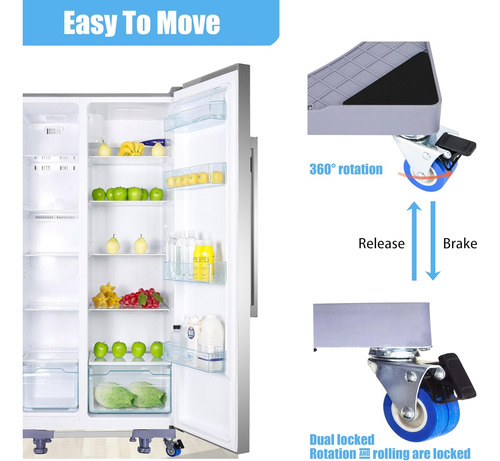 Mini Soporte Ajustable Para Nevera Con Ruedas Gemelas