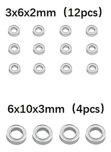 Rodamiento De Acero De 16 Piezas, 3 X 6 X 2 Mm, 6 X 10 X 3 M