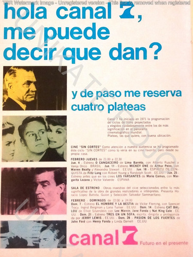 Antigua Publicidad Clipping Canal 7 Programación Año 1971