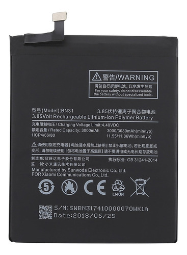 Bateria Para Xiaomi Redmi S2 Mi A1 5x Bn31 3080 Mah