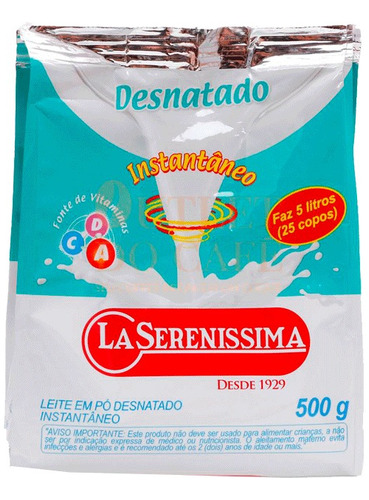 Leite Em Pó Desnatado Instantâneo La Serenissima Pacote 500g