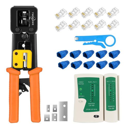 Kit De Crimpadora Ethernet Rj45 Cat6 Cat5e Crimping Tool Pas