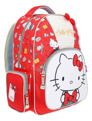Mochila Hello Kitty Cole Escolar Reforzada Roja Kawaii Niñas Color Rojo Diseño De La Tela Liso