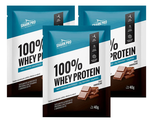 Kit 10x Sachês Whey Protein 100% Concentrado Shark Pro - Wpc