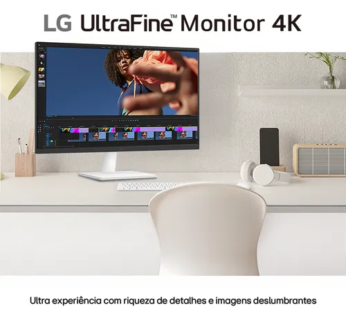 Monitor LG UltraFine&trade; - Tela IPS UHD 4K 27", HDR10, DCI-P3 90%, Dynamic Action Sync &ndash; 27US500-W