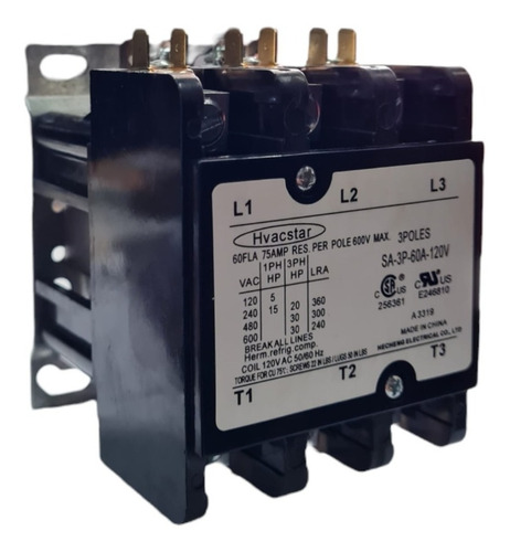 Contactor De Propósito Definido, 60a, 3 Polos, Bobina 120vac