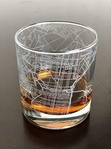 Rocks Whisky Old Fashioned 11oz Glass Urban City Map Filadel