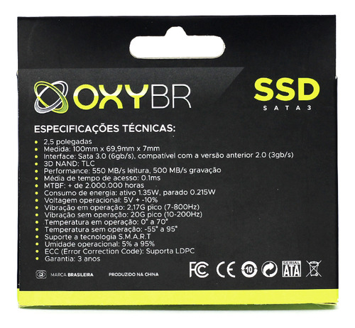 Hd Ssd 480gb Oxy 2.5 Sata3 (6 Gb/s) - Oxybr400/480 Cor Preto
