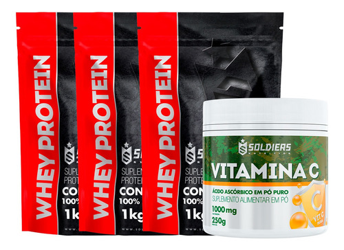 Kit: Whey Protein Concentrado 3kg + Vitamina C 250g