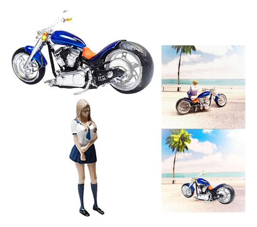 Figura A Escala 1/64 Chica Está Montando Motocicleta