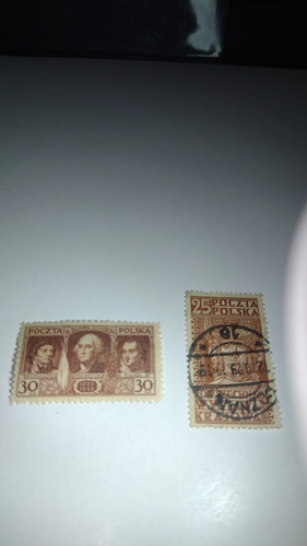 Polonia Estampillas Lote Dos Usadas 1928 Y 1932.hermosas