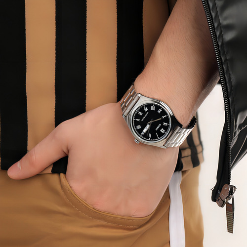 Reloj De Hombre Casio® Mtp-v006d-1b Original Color De La Correa Plateado