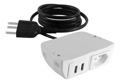 Tomada Extensão Sonic 01 Tomada + 02 Usb Cabo 1,7mt Branca Cor Branco