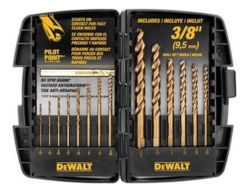 Dewalt Dw1263 Juego De Brocas De Punta Piloto De Cobalto De 