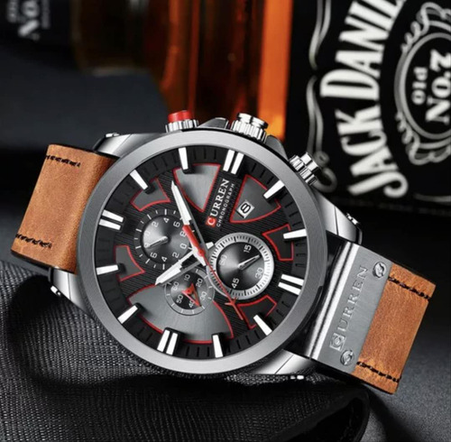 Reloj Cronógrafo De Curren 8346 Hombre Cuero Hebilla Simple