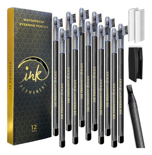 Ink Permanent [paquete De 12] Lapiz De Cejas Y Microblading,