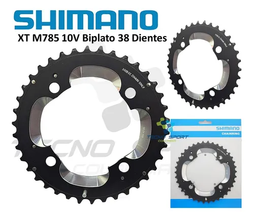 Plato Coronilla Shimano Xt M785 10 V Biplato 38 Dientes Mtb