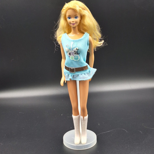 Barbie Antiga Mattel 80 90 Superstar Loira Azul