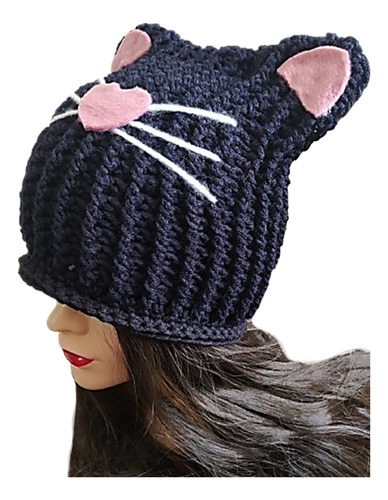 Gorro Tejido Con Orejas De Gatito 