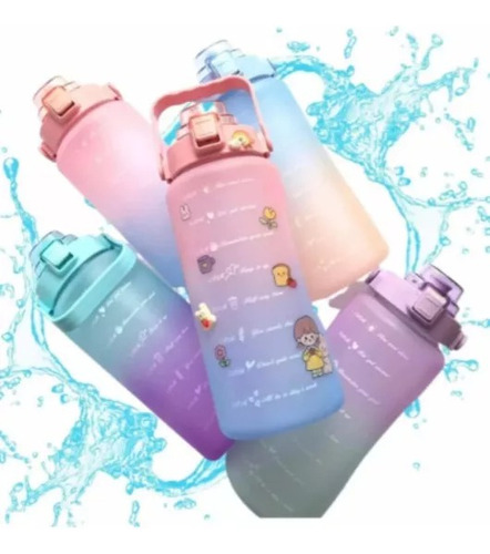 Botella de agua Squeeze de 2 litros, multicolor, rosa