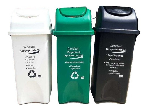 Punto Ecologico De 3 Canecas Sin Estructura De 35 Lts