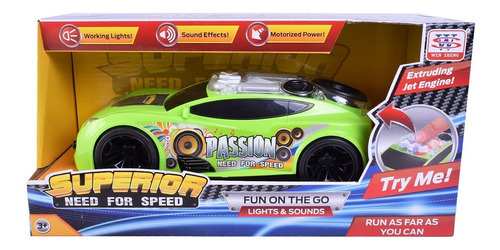 Auto De Carreras Drift Con Luz, Sonido Y Parlante 23 Cm Color Verde lima