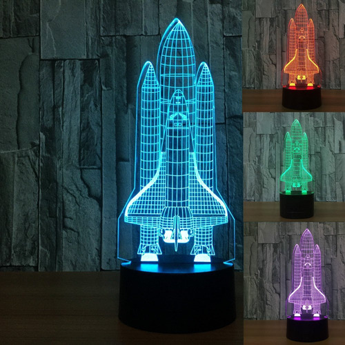 Luz Nocturna 3d Rocket Usb Touch Switch Decoracion Lampara 7