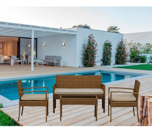 Imagen 1 de 6 de Juego Terraza Patio 4 Personas Living Exteriores Símil Ratán