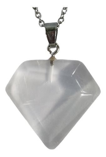 Collar Corazón Gema Cristal De Roca Cadena Acero Inox
