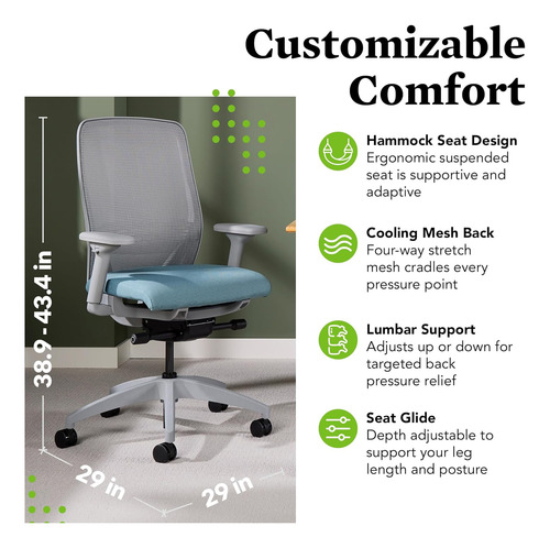 Nucleus - Silla De Oficina Negra Recargable Ergonómica, Asie