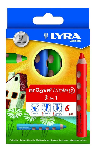 Set 6 Lápices De Colores Acuarelable Lyra Groove Triple One