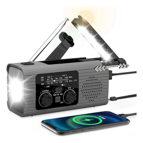 Manivela Solar De Radio Am/fm De Emergencia 4000 Mah S