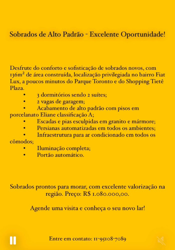 Sobrados 3 Dormitórios 2 Suites