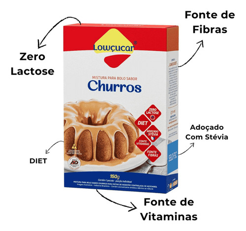 Bolo De Churros Zero Lactose Diet Lowçucar 150g Kit Com 10
