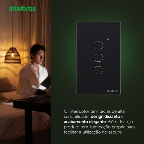Interruptor Smart Wi-fi Touch 3 Ews1003 Pt Intelbras(sc)(pp)