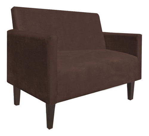 Sofá Retrô Namoradeira Compacta Jade Suede Marrom - D'rossi