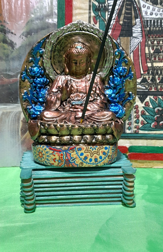 Buda Pared Pack Por 5 Unidades, Simil Piedra. Isisdala Art Dorado Oscuro