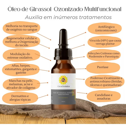 Kit 02 Óleos De Girassol Vegano Ozonizado Ozonsolution