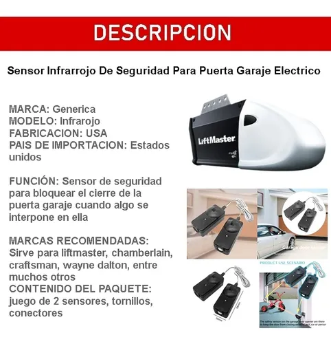 Sensor De Seguridad Infrarrojo Para Porton Garaje Electrico