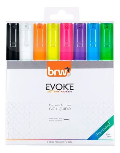 Marcador Brw Chalk Tiza Liquida 3mm X8 Colores P/vidrio