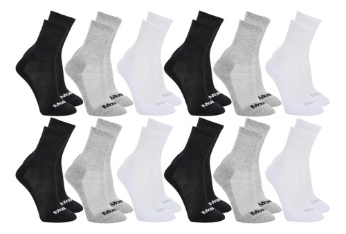 12 Pares De Meias Mash Cano Médio Longo Masculina Esportiva