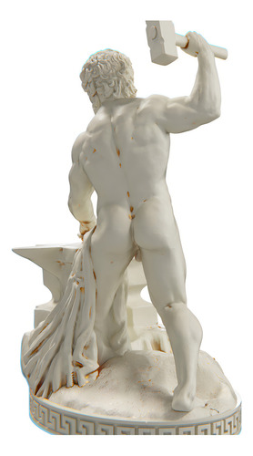 Estátua Hefesto Deus Vulcano Estatueta Resina Cor Cor Mármore Dourado