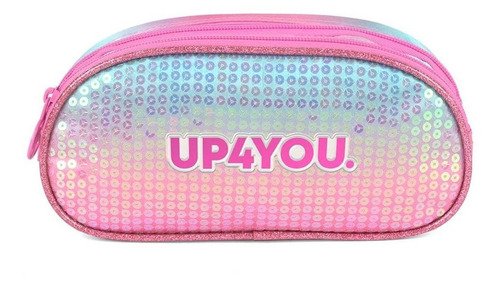 Estojo Duplo Escolar Rosa Paete Up4you 2 Divisória Luxcel