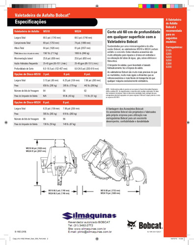 Implemento Valetadeira De Asfalto Bobcat Mod. Ws24 Nova
