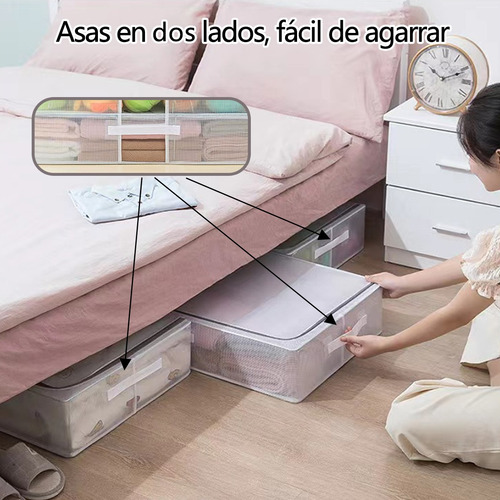 Contenedores De Almacenamiento Paradebajo De La Cama Blanco 68l Rayas