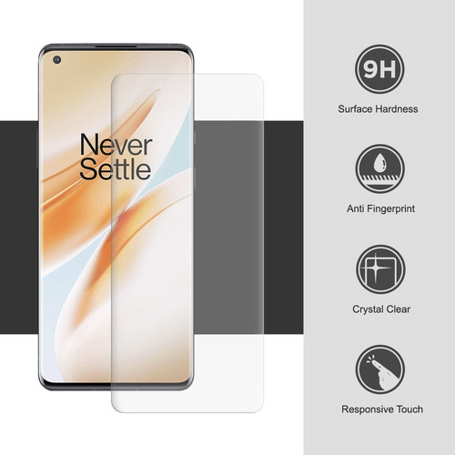 Imagem 2 de 8 de Película De Vidro Oneplus 8 Pro 6.78 Curva Cola Liquida Uv