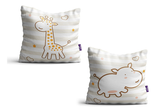 Capas De Almofadas Para Quarto De Bebê Girafa E Hipo Kit 2un